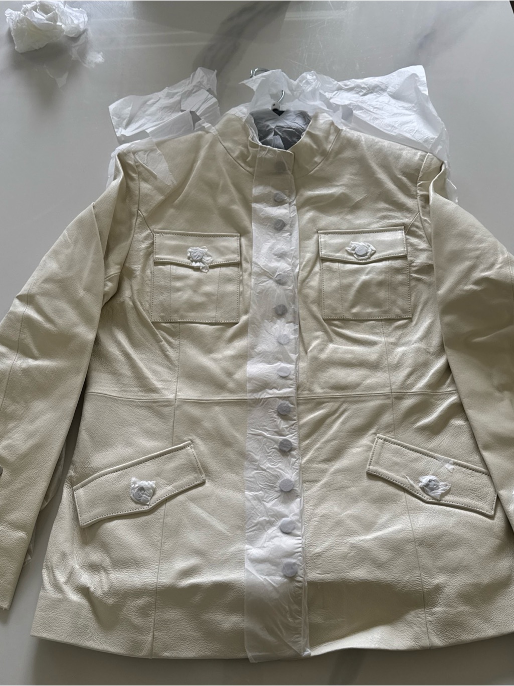 Nwt - Ladies Ivory Guillaume Leather Jacket